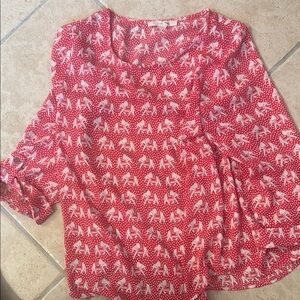 Red Elephant Print Women's Top